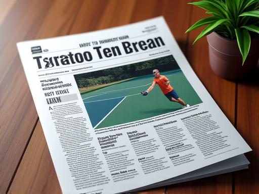 A mockup of a magazine cover featuring a tennis article.